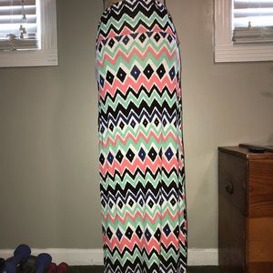 Chevron Pattern Maxi Skirt